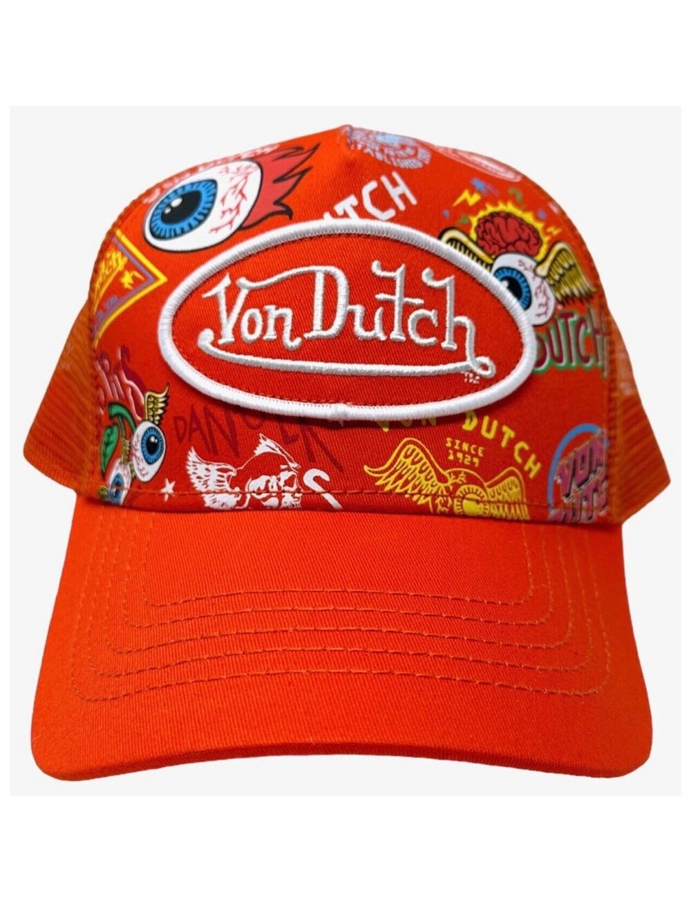 Von Dutch Orange Graphic Patch Trucker Hat
Unisex